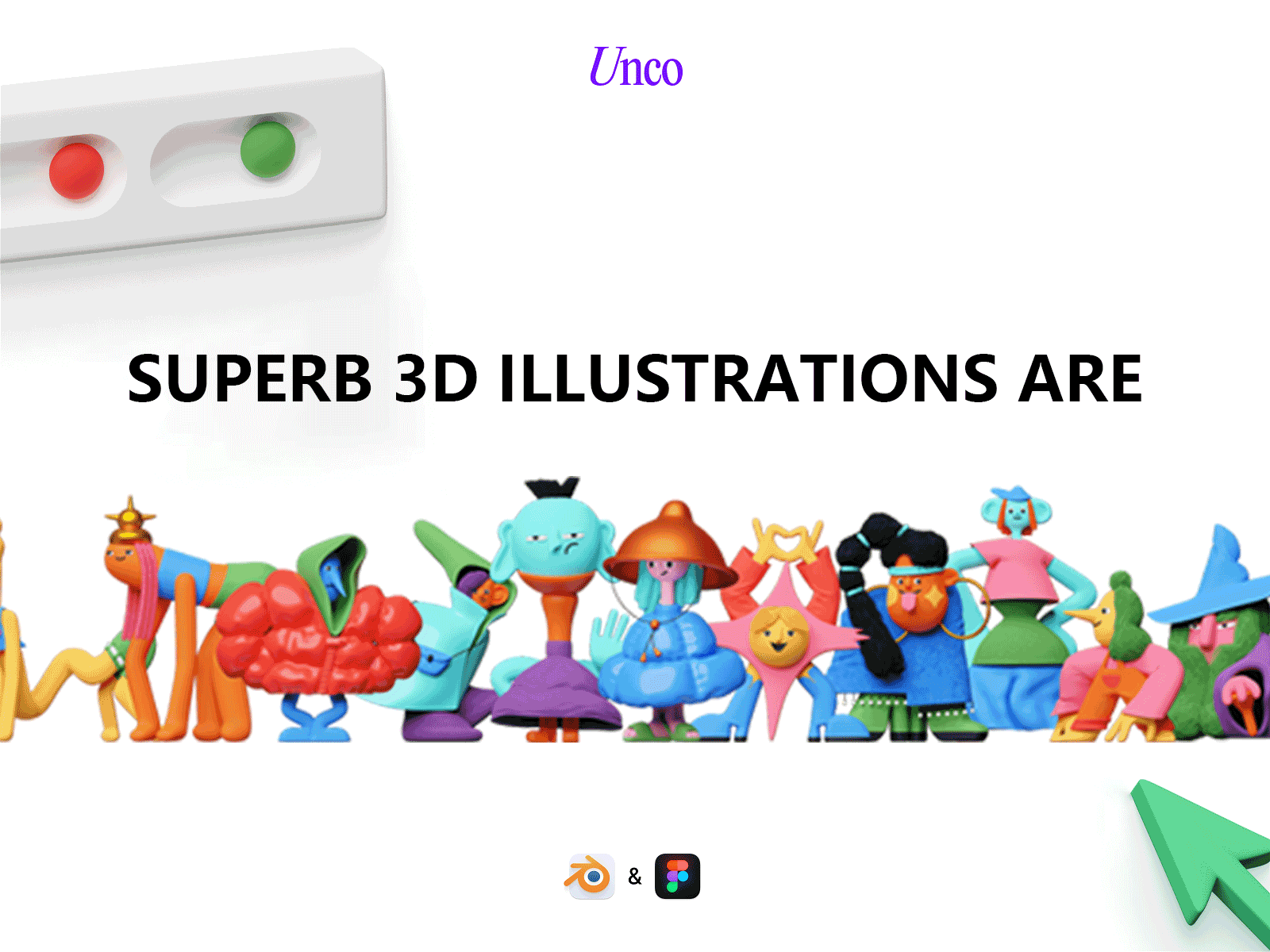 Craftwork 150多个彩色创造力趣味3D字符人物图标动画插图集 Unco（6314）图层云