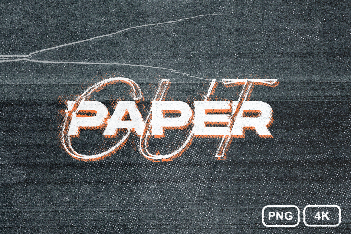 100个复古半色调皱纹划痕撕裂PNG纹理素材包 Papercut Texture Pack（6341）图层云1
