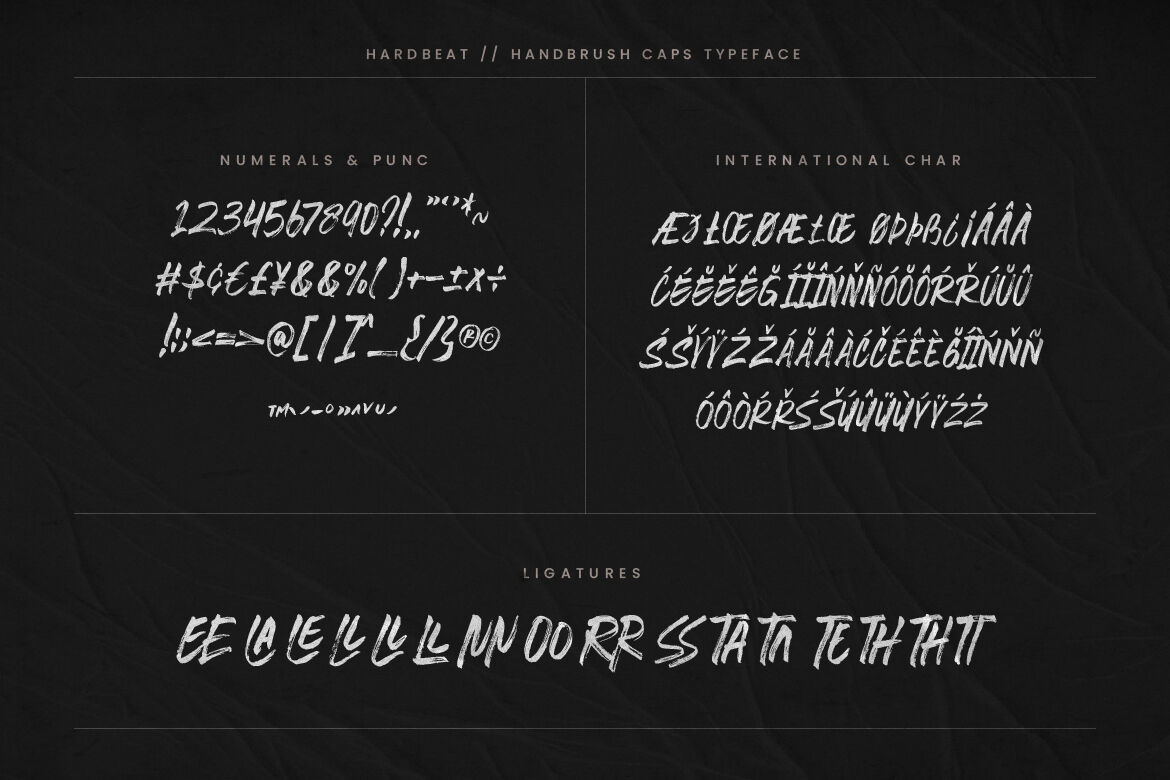 THEHUNGRYJPEG 独特毛笔触感连字飞溅纹理海报封面英文字体 Hardbeat （6374）图层云