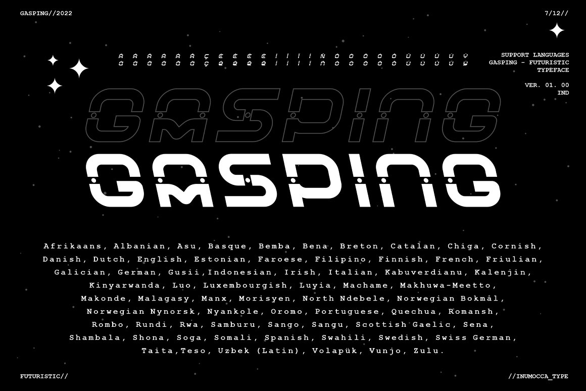 赛博朋克未来科幻几何机能机械艺术英文字体  Gasping（6375）图层云9