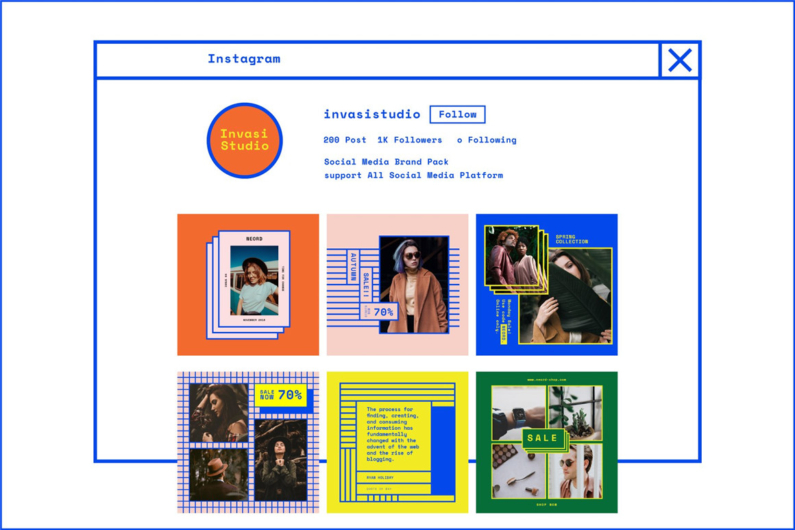 Invasi Studio 90年代新潮复古孟菲斯风格社交媒体电商海报设计PSD模板 NEORD（6832）图层云14