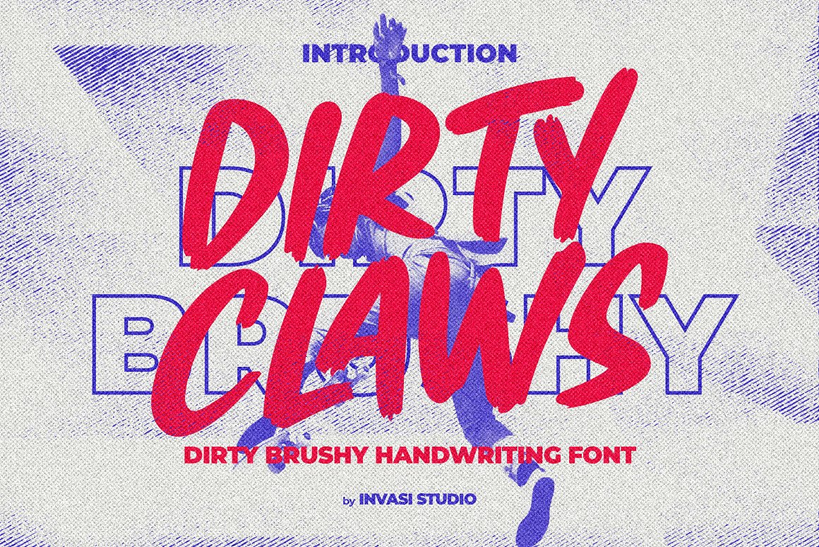 Invasi Studio 涂鸦风格大胆毛笔触感脏刷手写海报封面英文字体 Dirty Claws（6836）图层云
