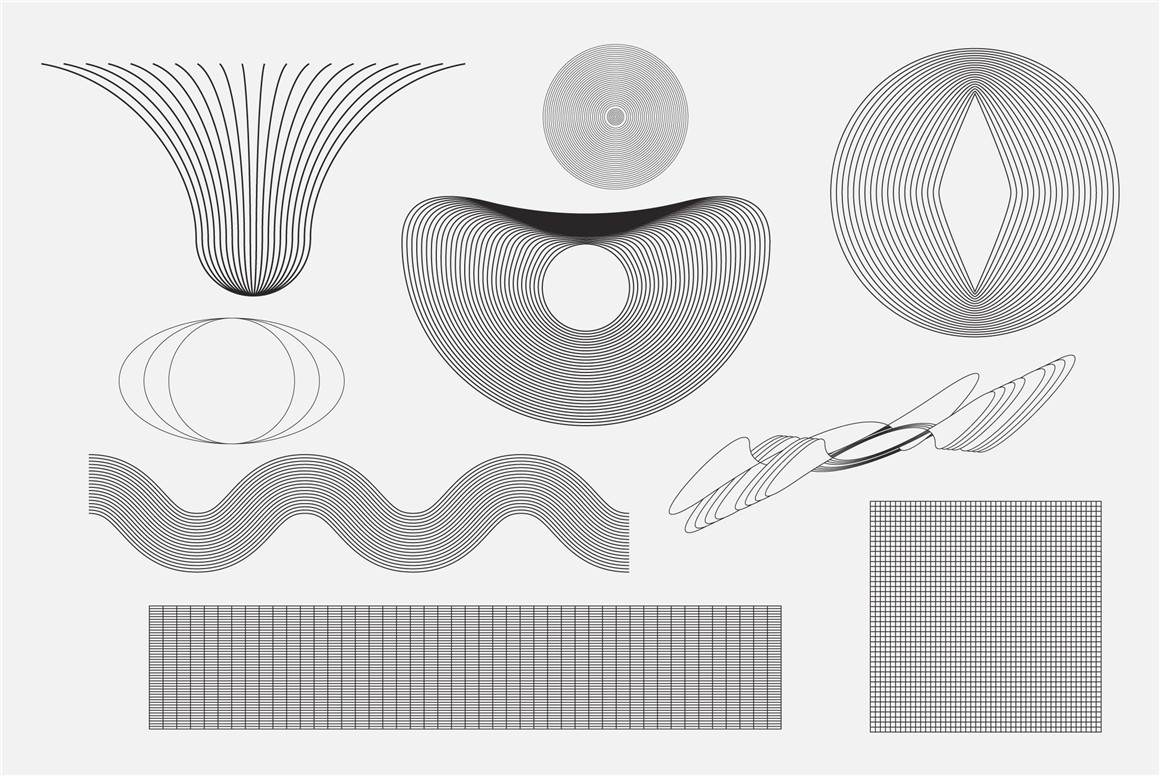 Vanzyst 105个抽象创意极简主义线性风格矢量形状艺术构图设计元素包（6838）图层云3
