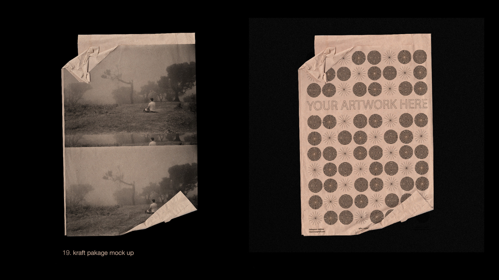 Anastasia Mareva 复古做旧纸张褶皱折痕电影帧海报展示PSD智能贴图样机素材（6853）图层云1