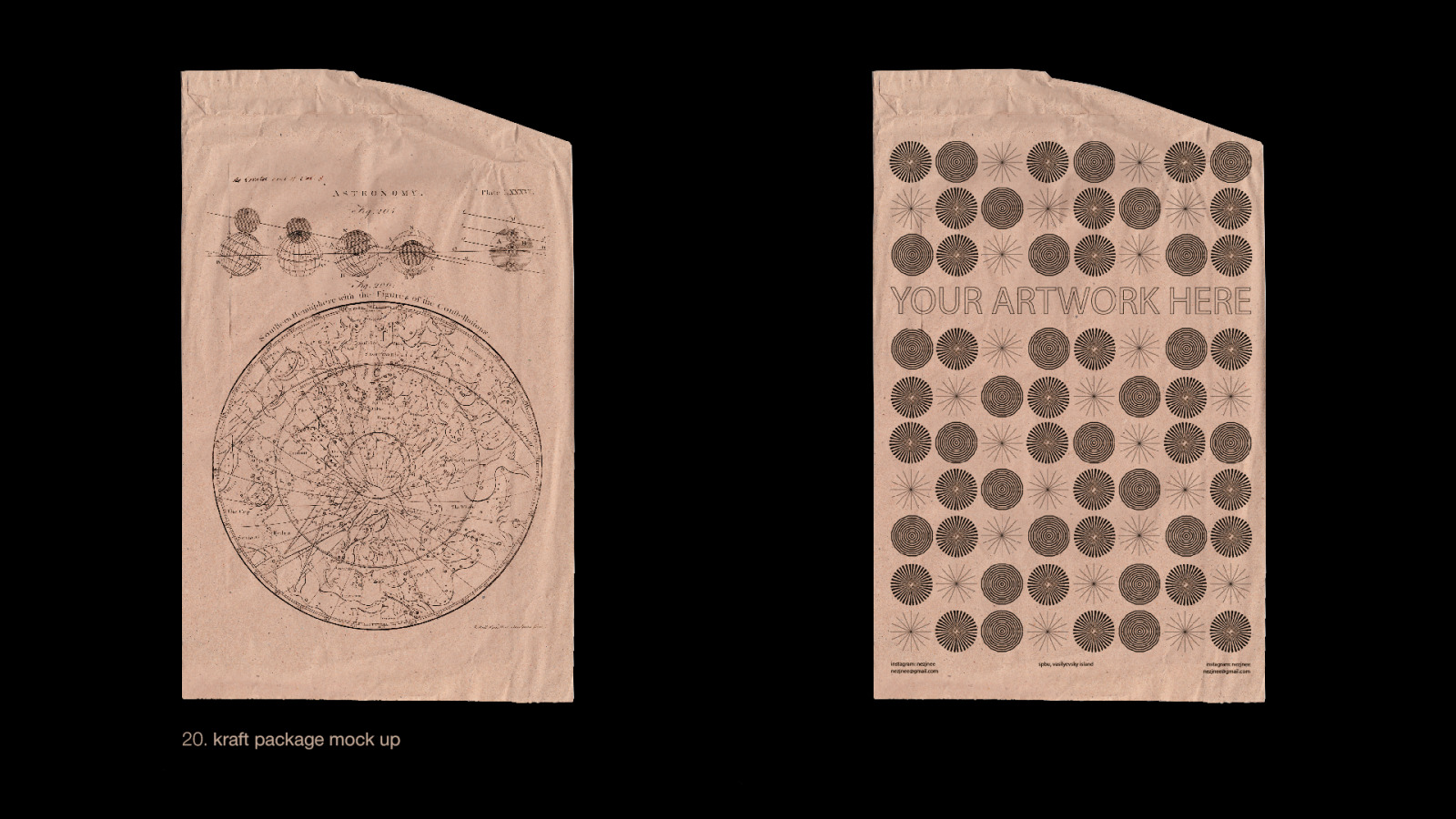Anastasia Mareva 复古做旧纸张褶皱折痕电影帧海报展示PSD智能贴图样机素材（6853）图层云3