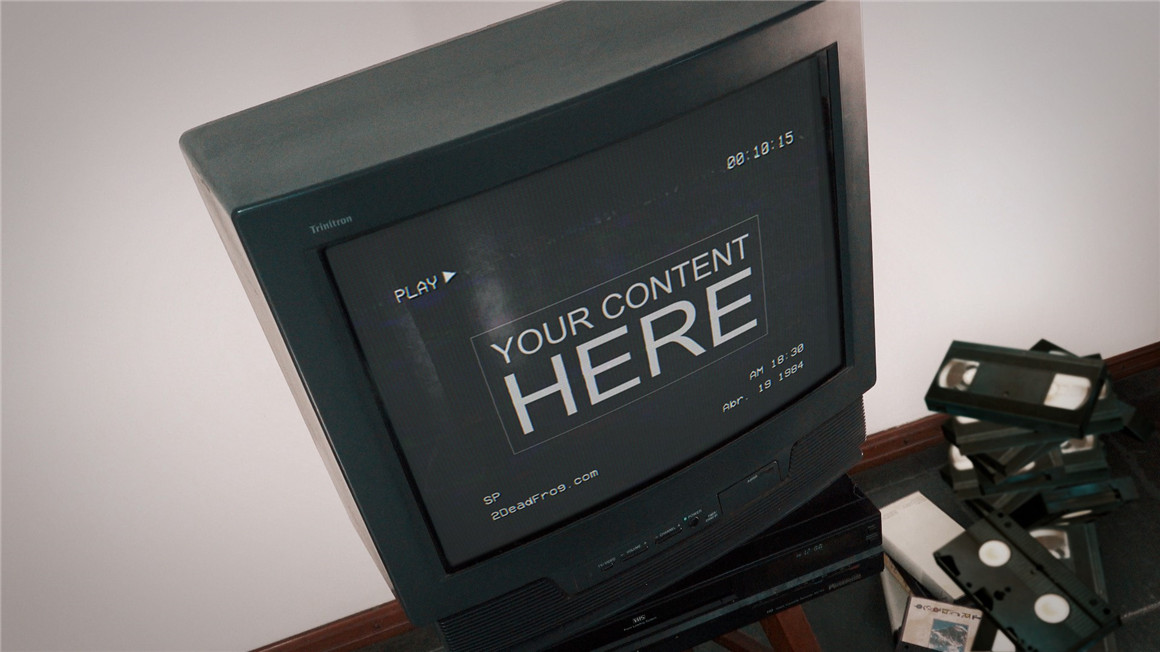PR模板：90年代真实复古怀旧VCR定制化磁带电视录像机栏目包装片头场景（6854）图层云6