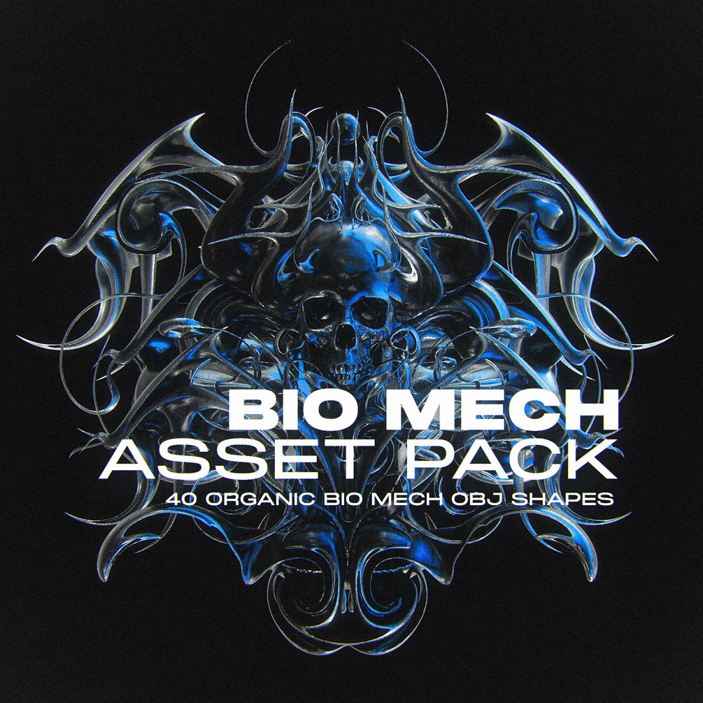 40个暗黑生物机甲酸性金属镀铬3D模型包 BIO MECH ASSET PACK（6930）图层云