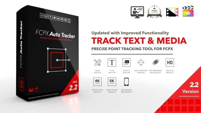 FCPX插件：自动跟踪文字图片视频运动移动同步效果 Auto Tracker 2.2（6935）
