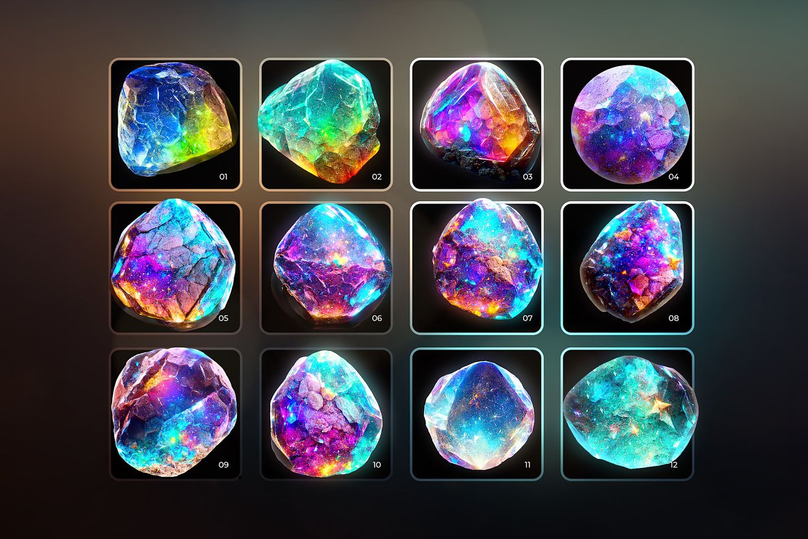 AndrewPixel 炫彩天然裸石彩钻宝石水晶钻石肌理png免抠高清图片设计素材 3D Gems & Crystals Collection（6959）图层云6