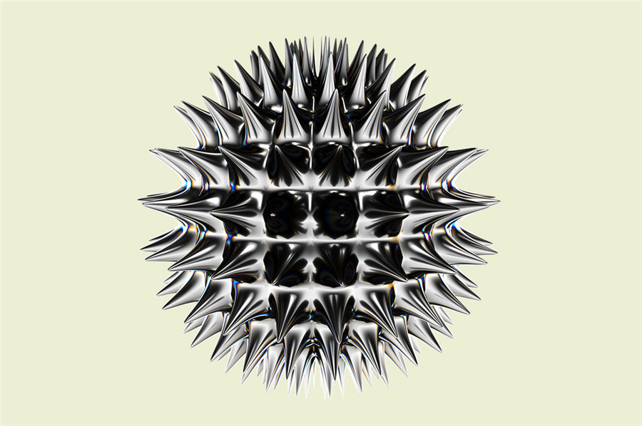 RuleByArt 酸性未来科幻立体三维3D金属有机尖齿异形酸性设计风格PNG设计素材 Ferrofluid Abstract Textures（6962）图层云7
