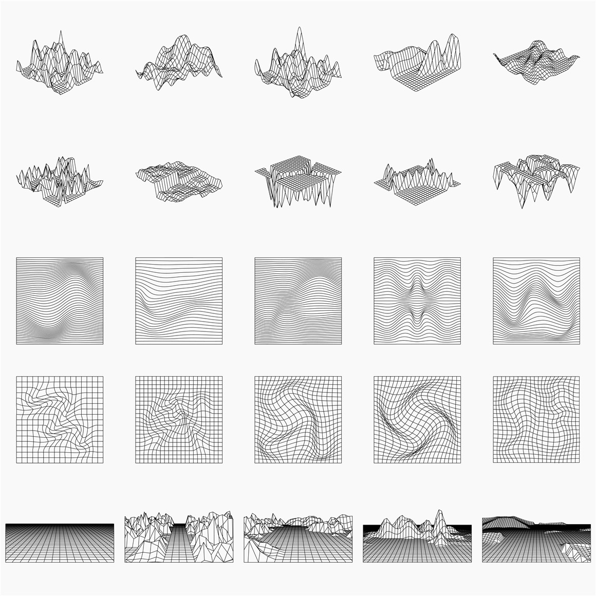 LS.GRAPHICS 350多款未来赛博朋克科幻酸性点线面3d立体几何构成抽象机能图形设计素材 350+ Abstract Contours Shapes（6970）图层云16