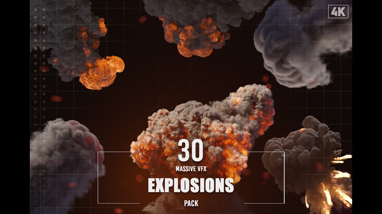 Eldamar Studio 30个好莱坞灾难动作电影大规模爆炸模拟闪光炮弹撞击破坏4K视觉效果包 30 Massive VFX Explosions Pack（6973）
