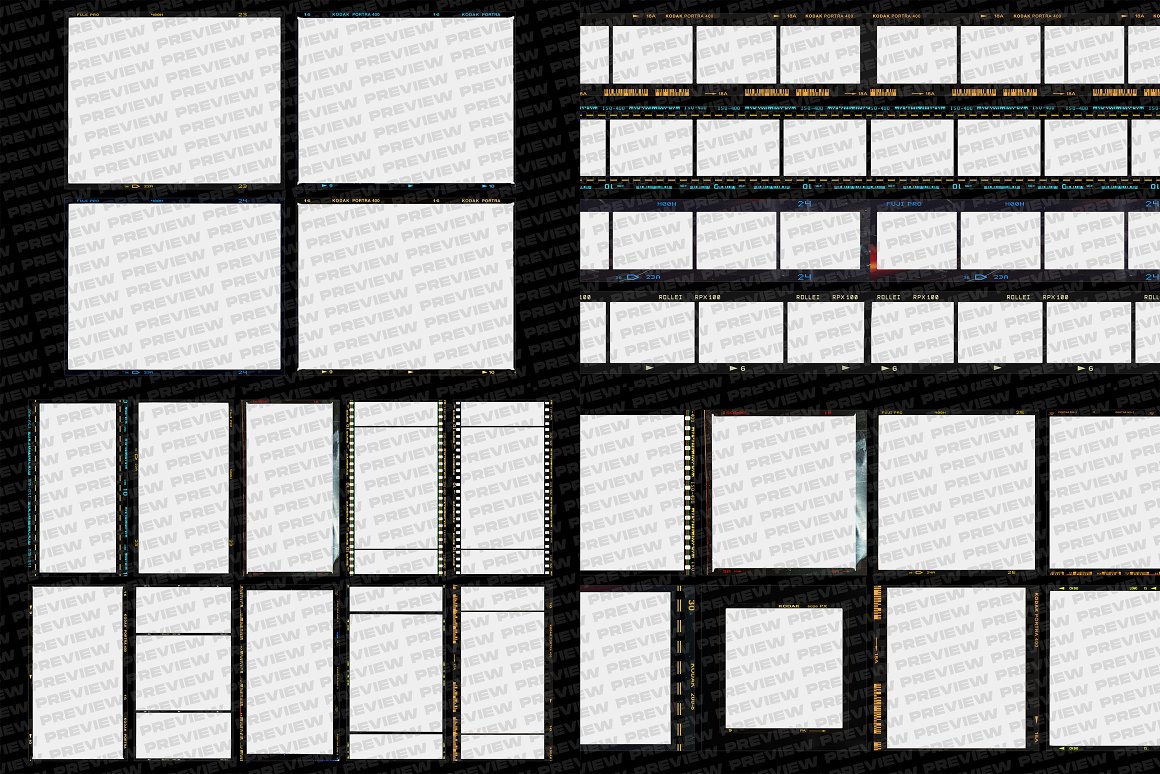 DBSLONDON 复古美学35MM情绪胶片边框条竖屏电影帧PNG素材包 Film Borders & Frames Mega Bundle（7024）图层云7