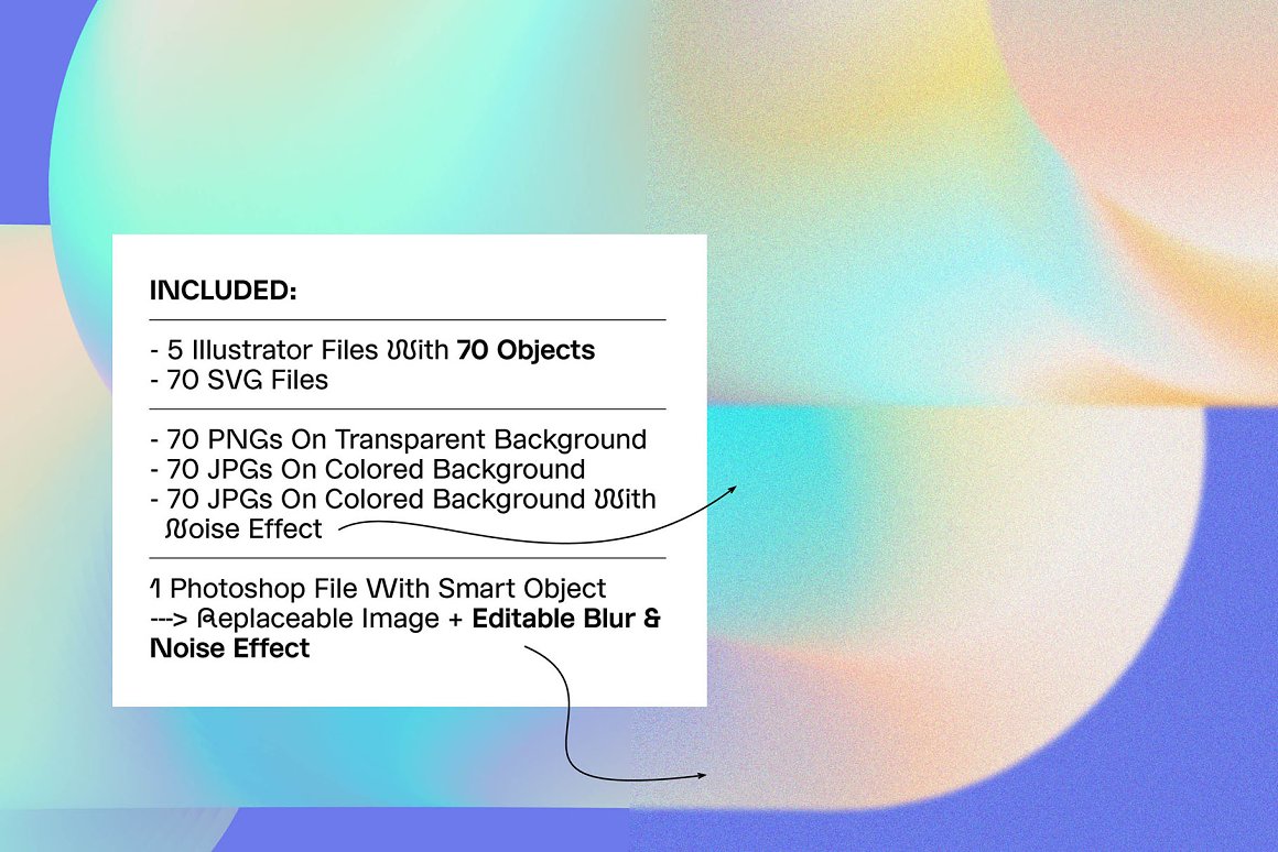KLOROFORM  70个彩色时髦动态渐变混合模糊噪点效果海报封面设计元素 Gradient Blend Noise Vol. 2（7050）图层云1