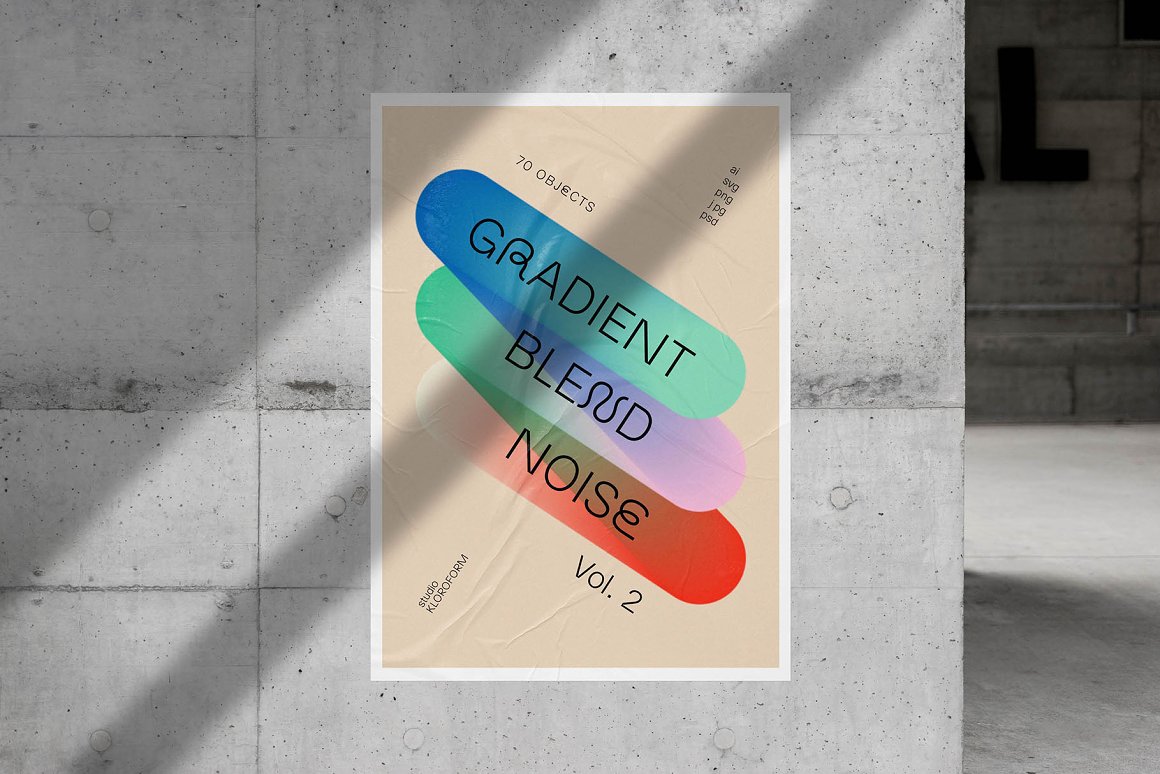 KLOROFORM  70个彩色时髦动态渐变混合模糊噪点效果海报封面设计元素 Gradient Blend Noise Vol. 2（7050）图层云13