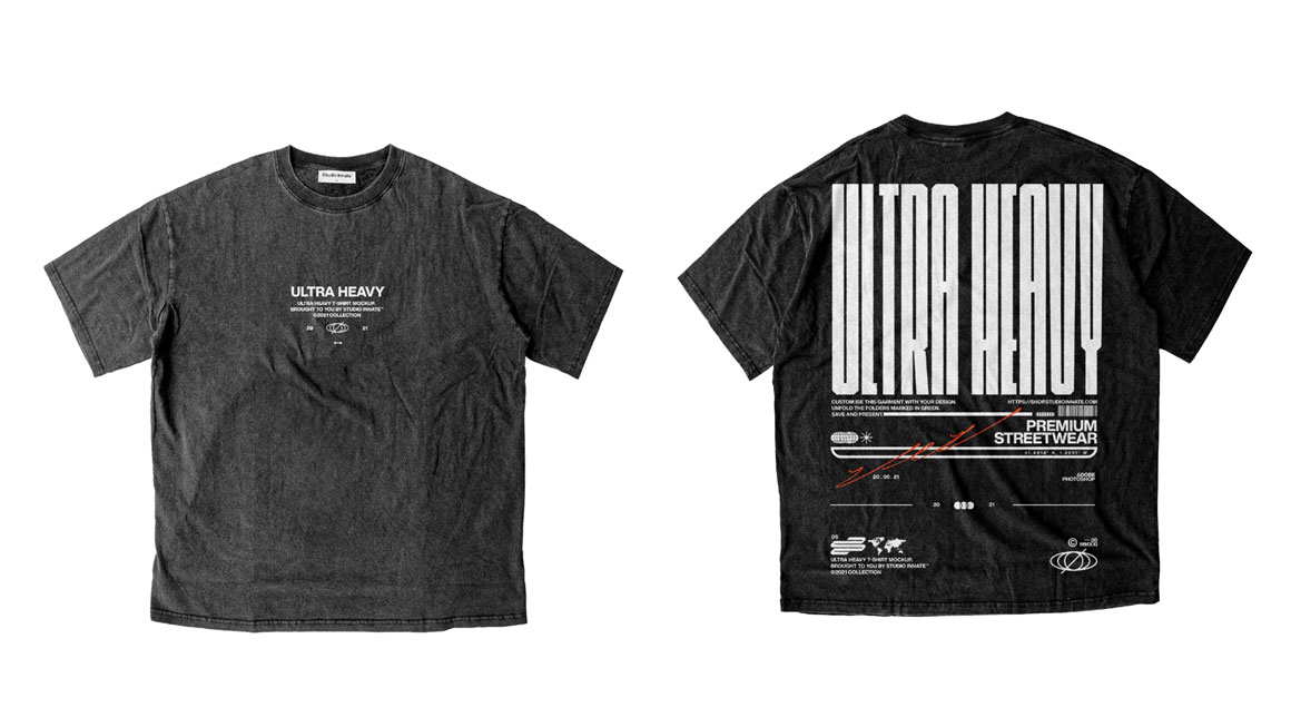Studio Innate 复古洗涤高级街头落肩服装T恤PSD样机模型 Ultra Heavy T-Shirt Mockup（7066）