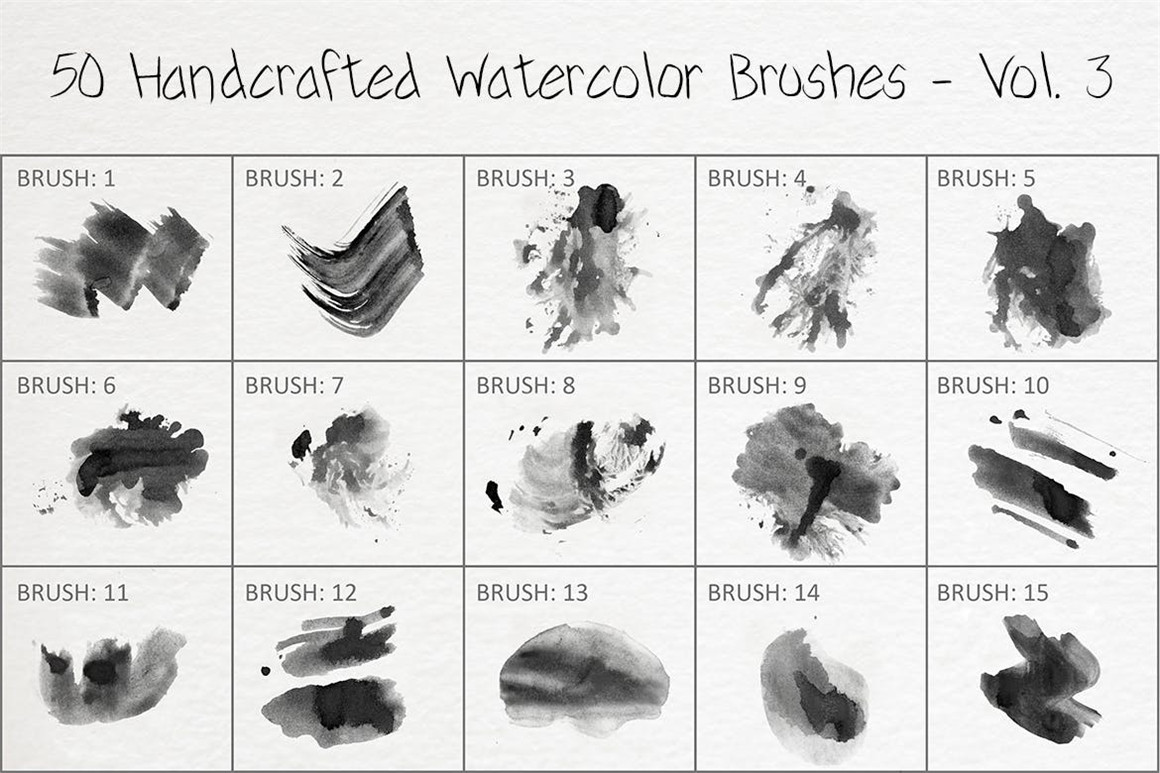 445个新潮大胆中国风绘画飞溅水彩笔触美感海报封面PS笔刷 Handcrafted Watercolor Brushes（7073）图层云10