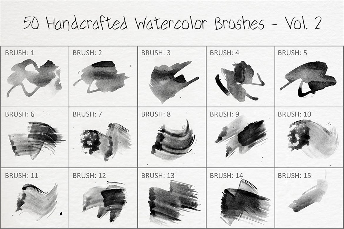 445个新潮大胆中国风绘画飞溅水彩笔触美感海报封面PS笔刷 Handcrafted Watercolor Brushes（7073）图层云13