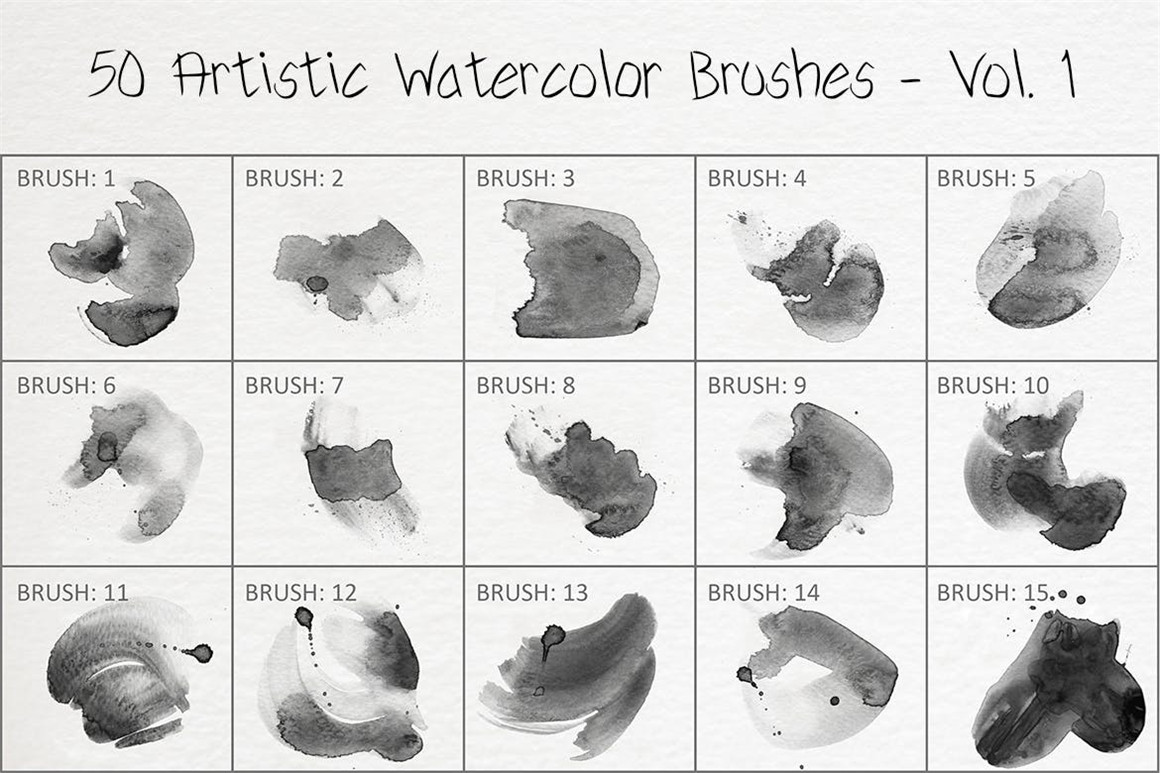 445个新潮大胆中国风绘画飞溅水彩笔触美感海报封面PS笔刷 Handcrafted Watercolor Brushes（7073）图层云12