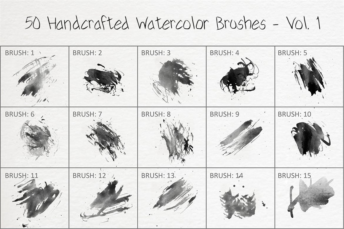 445个新潮大胆中国风绘画飞溅水彩笔触美感海报封面PS笔刷 Handcrafted Watercolor Brushes（7073）图层云11