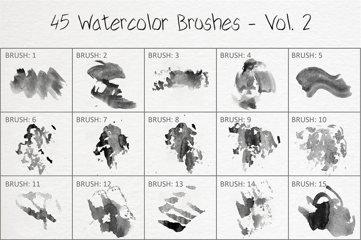 445个新潮大胆中国风绘画飞溅水彩笔触美感海报封面PS笔刷 Handcrafted Watercolor Brushes（7073）图层云14