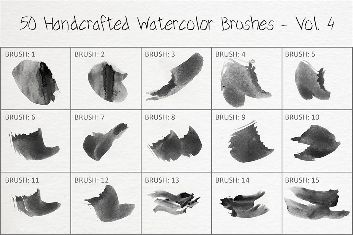 445个新潮大胆中国风绘画飞溅水彩笔触美感海报封面PS笔刷 Handcrafted Watercolor Brushes（7073）图层云16