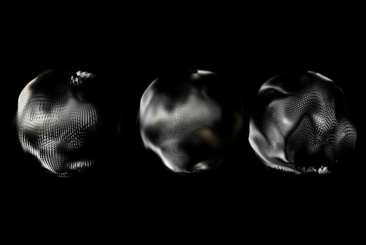 Codetoform 20个高分辨率未来主义酷黑3D抽象液态几何球体背景素材包 GEO_SPHERE1 Image Pack（7074）图层云3