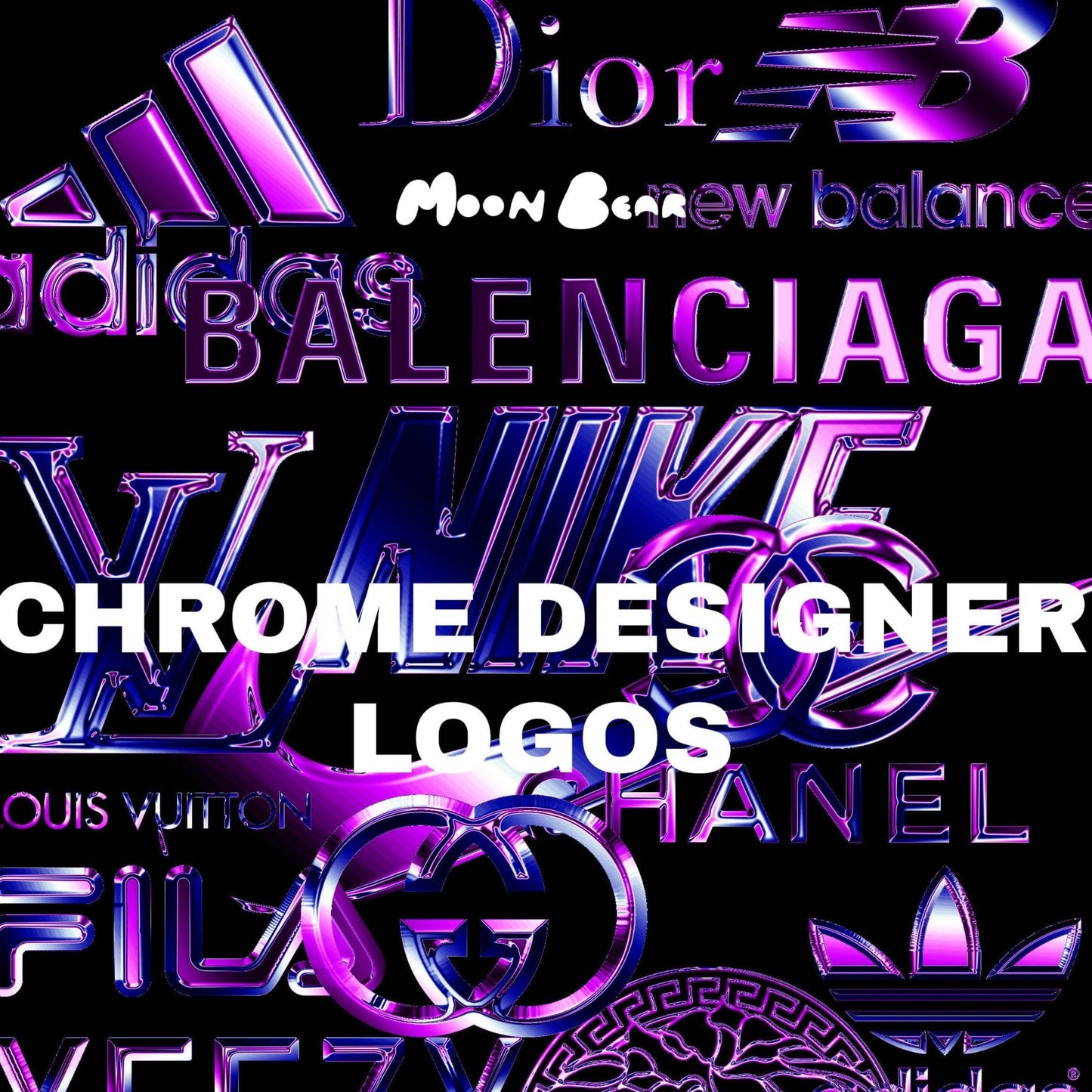 Moonbear 新潮酸性抽象金属镀铬嘻哈史诗奢华3D立体文字标题标志 Chrome Designer Logos（7076）图层云