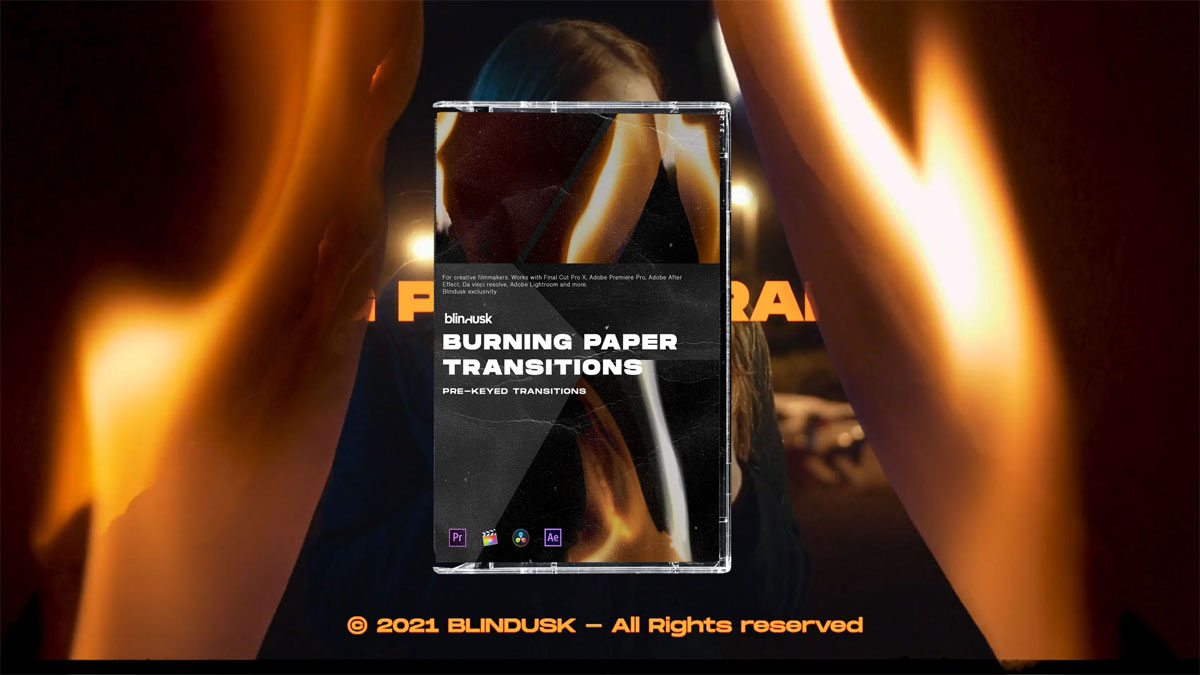 Blindusk 独特真实纸燃烧火焰刻录转场过渡胶片纹理4K视频+音效素材 BURNING PAPER TRANSITIONS（7079）