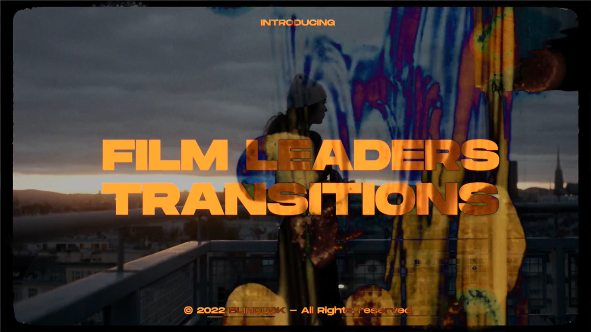 Blindusk 41个复古胶片字母数字闪烁污垢叠加纹理转场4K视频素材 Film Leaders Transitions （7082）图层云1