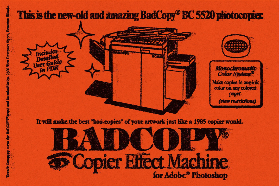 Thundr Co 80年代复古做旧粗糙油墨渗透毛刺碳粉打印置换效果PSD模板素材 BADCOPY Copier Effect Machine for PS（7094）图层云1