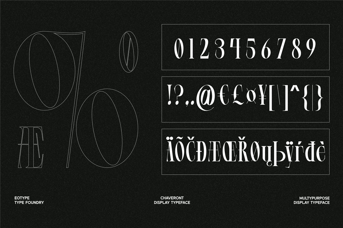 Eotype 现代优雅酸性海报杂志排版标题logo设计衬线英文字体包 Chaveront Font（7116）图层云6