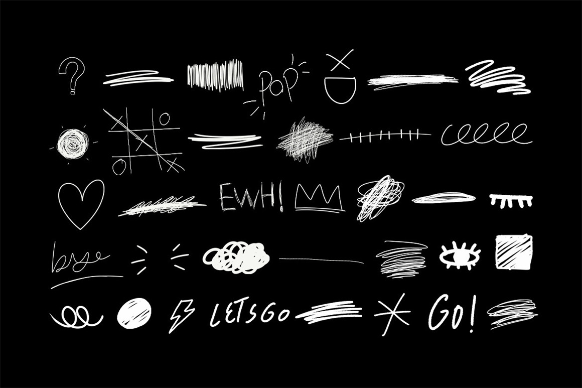 LAYER LAB 233个潮流手绘嘻哈涂鸦线条表情趣味字母符号标记PNG素材包 233 Marker（7125）图层云7