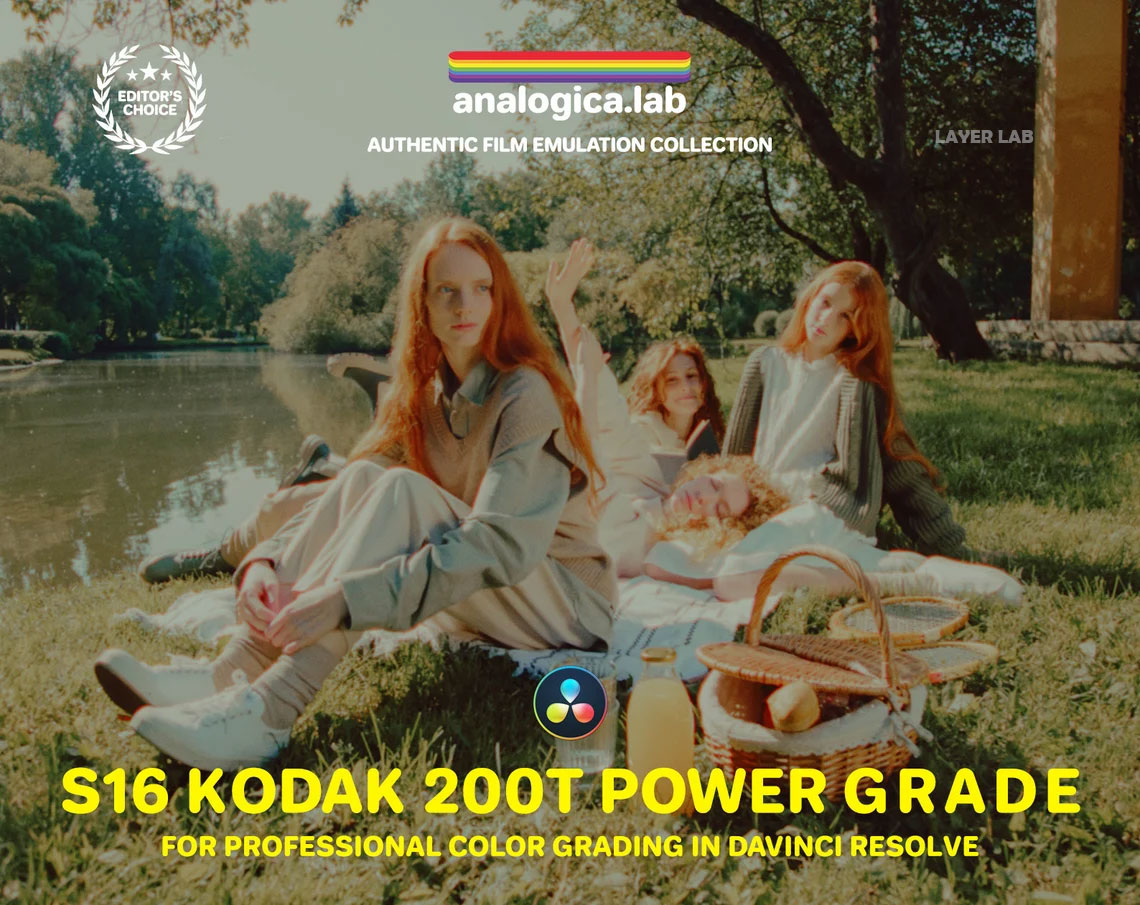 Super16 KODAK 200T Power Grade 独特达芬奇胶片模拟调色节点  for Professional Color Grading in DaVinci Resolve Studio（7128）图层云