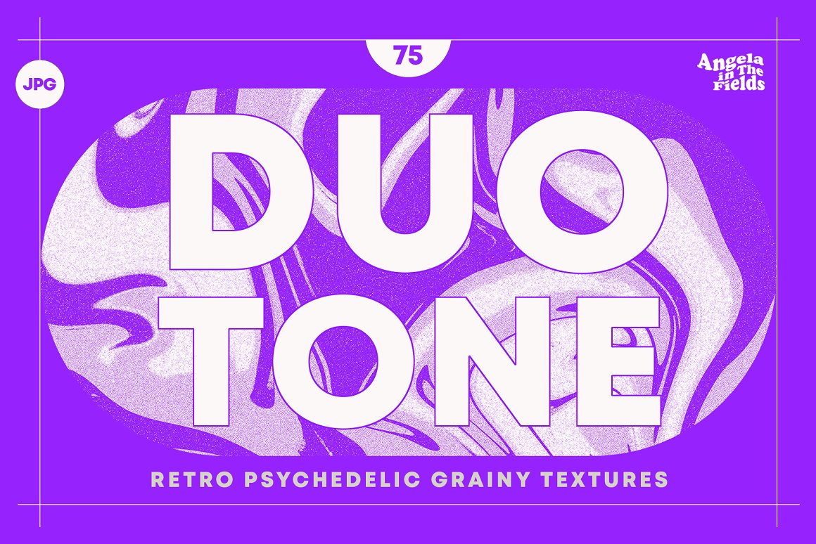 70年代复古迷幻扭曲双色调多彩颗粒状图形海报包装背景纹理 Duotone Psychedelic Textures（7163）