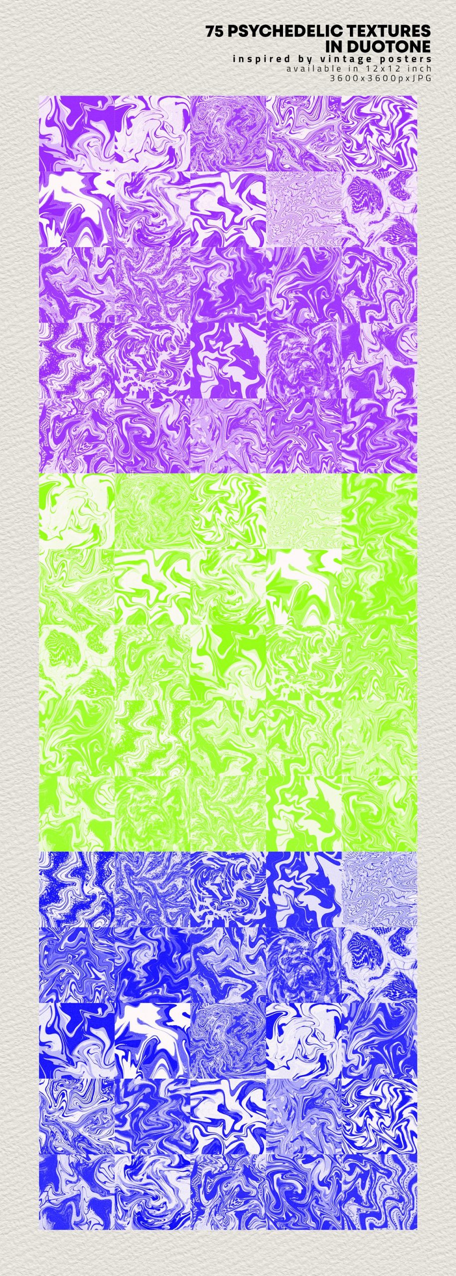 70年代复古迷幻扭曲双色调多彩颗粒状图形海报包装背景纹理 Duotone Psychedelic Textures（7163）图层云