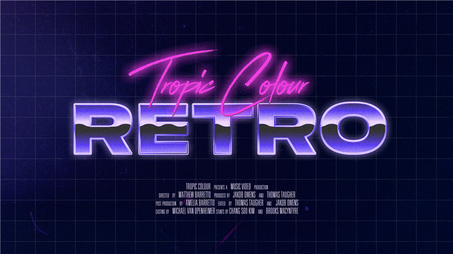 Tropic Colour 80年代复古创意金属渐变3D漫反射排版视觉效果标题工具包+VHS叠加视频素材 80'S RETRO FILM TITLES图层云14