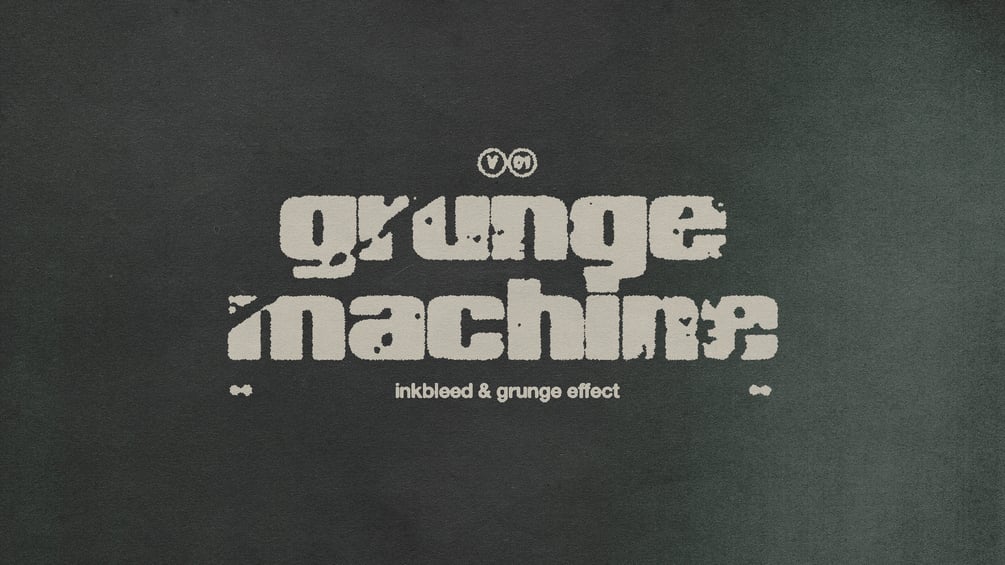 32款复古做旧水墨印刷磨损打印文本LOGO特效PS动作+纸张肌理套装 Grunge Machine Photoshop Inkbleed and Grunge Effect Action（7177）