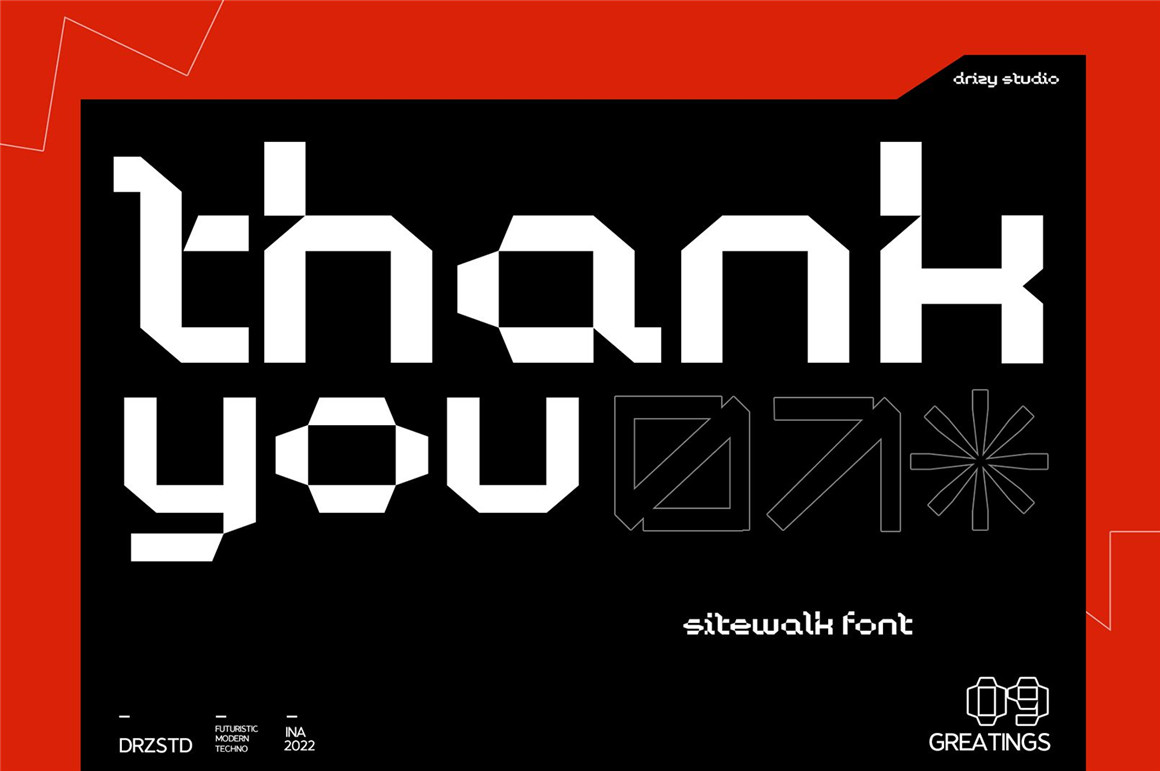 Sitewalk 未来派暗黑机能科幻像素风格海报封面英文字体 Futuristic Pixel Font（7222）图层云