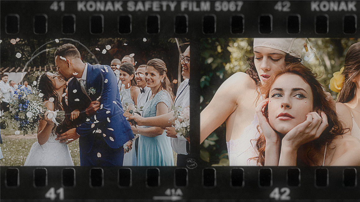 AE模板：复古16mm胶片灰尘婚礼情侣日常电影边框视频短片 （7466）图层云