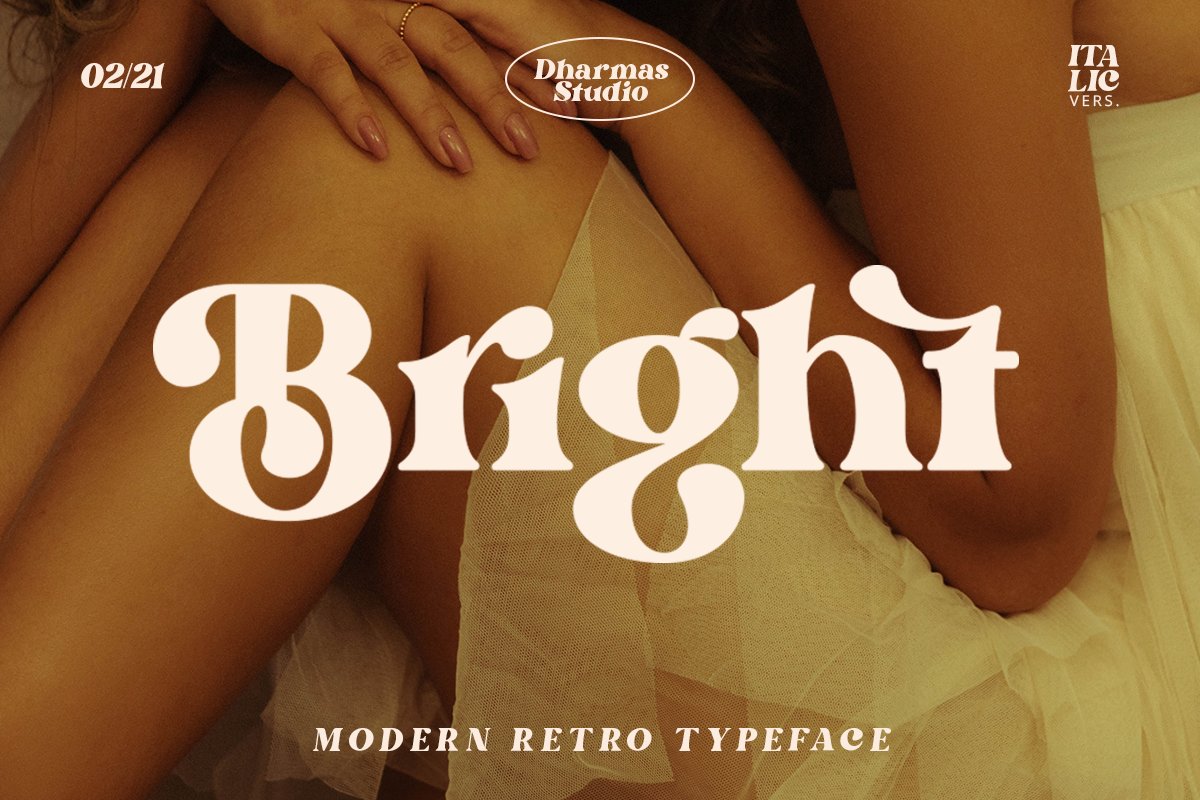 英文字体：60年代复古现代时尚杂志斜体衬线英文字体 Bright - Modern Retro（7539）