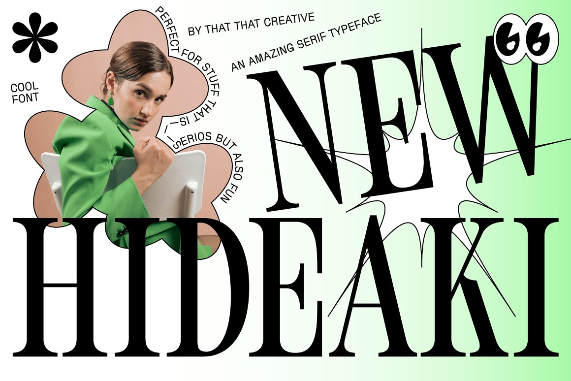 英文字体：时尚现代个性紧凑浓缩现代杂志海报视频品牌衬线字体 Hideaki Condensed Display Serif（7561）