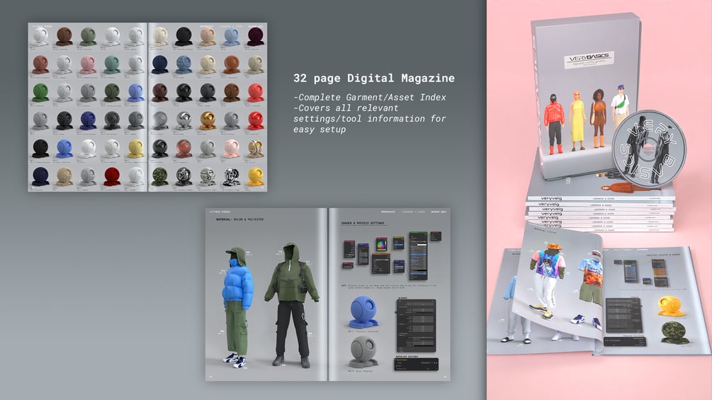 150多种数字藏品虚拟人物现代时尚服装鞋子珠宝配饰3D模型材质 Digital Fashion VERYBASICS - VirtualWardrobe & Asset Pack （Blender & Marvelous Designer）（7569）图层云3