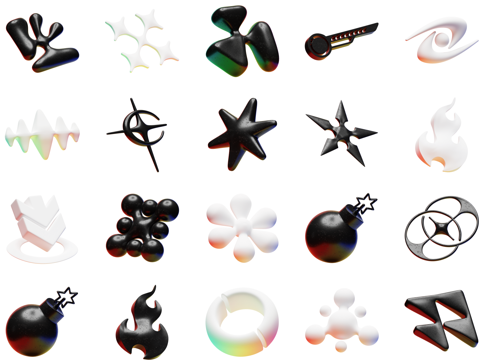 Craftwork 复古千禧Y2K风格3D创意耀斑插画图标模型素材包 3D Y2K Icons（7582）图层云5