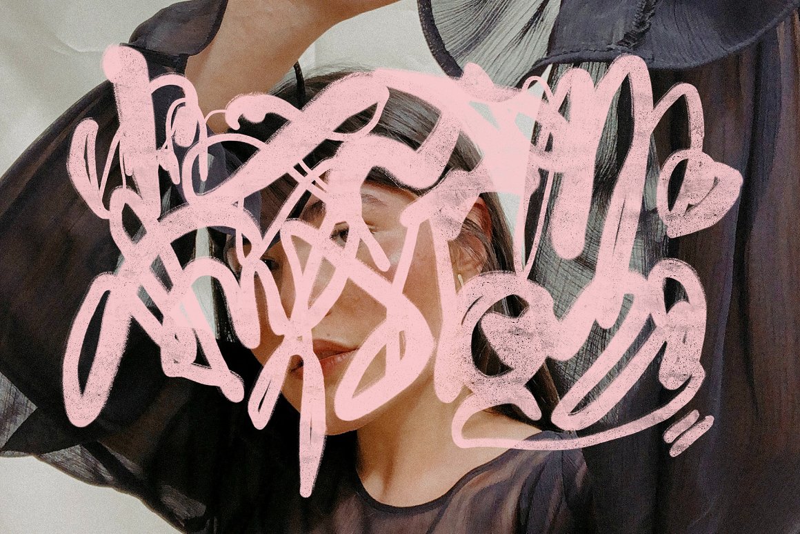 野蛮主义Y2K千禧美学街头喷雾涂鸦艺术笔触划痕纹理杂志服装专辑封 Y2K Graffiti, Scribble & Grunge Ink（7590）图层云6