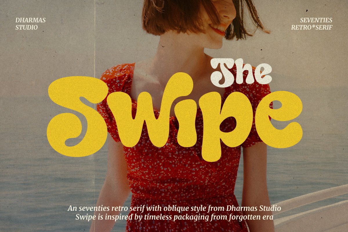 英文字体：70年代复古粗体风格大胆斜体柔和杂志海报封面字体 Swipe - Seventies Retro Typeface（7616）图层云