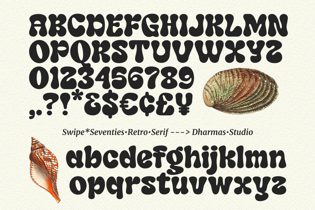 英文字体：70年代复古粗体风格大胆斜体柔和杂志海报封面字体 Swipe - Seventies Retro Typeface（7616）图层云11