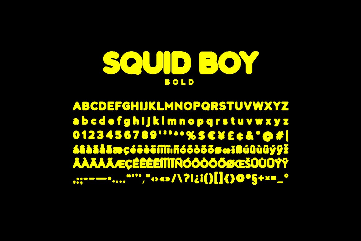 英文字体：大胆复古墨水印染渗色出血海报封面排版字体 Squid Boy - Ink Bleed Sans Serif（7638）图层云6
