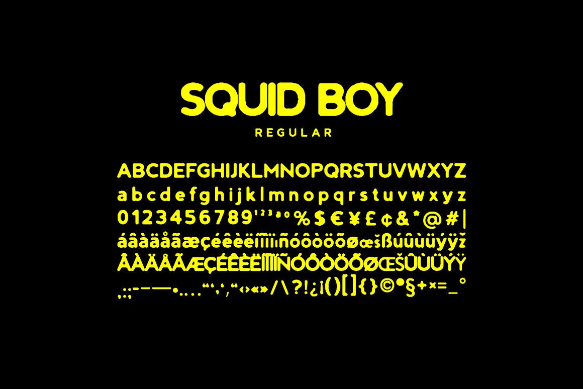 英文字体：大胆复古墨水印染渗色出血海报封面排版字体 Squid Boy - Ink Bleed Sans Serif（7638）图层云