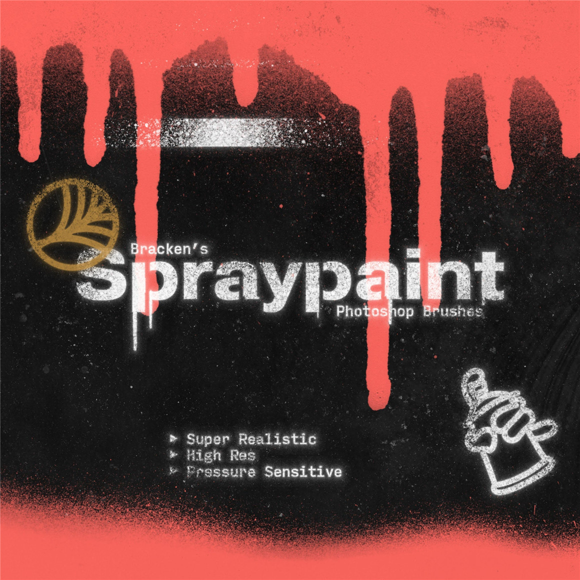Bracken 复古粗糙墨迹手绘涂鸦逼真喷漆嘻哈噪点效果PS笔刷 Spray Paint（7654）